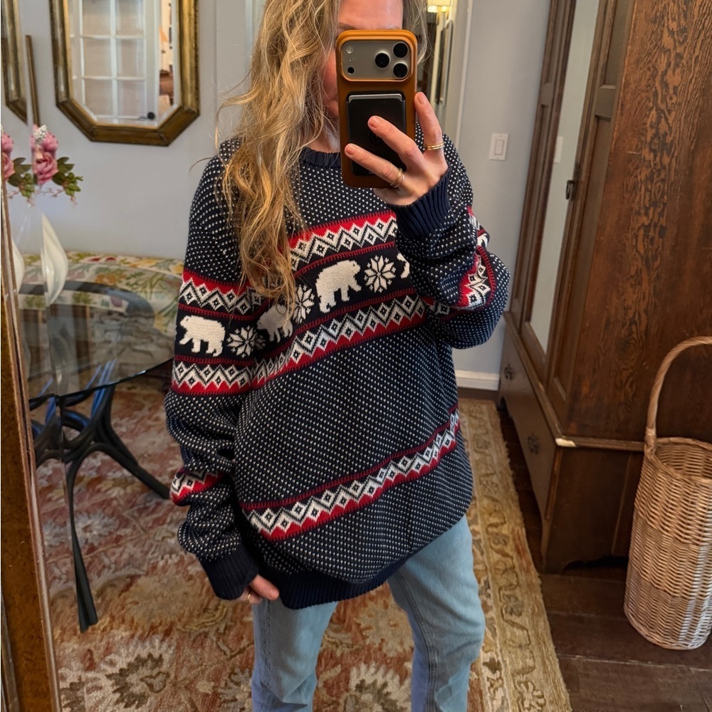 Navy Polar Bear Fair Isle Knit Sweater